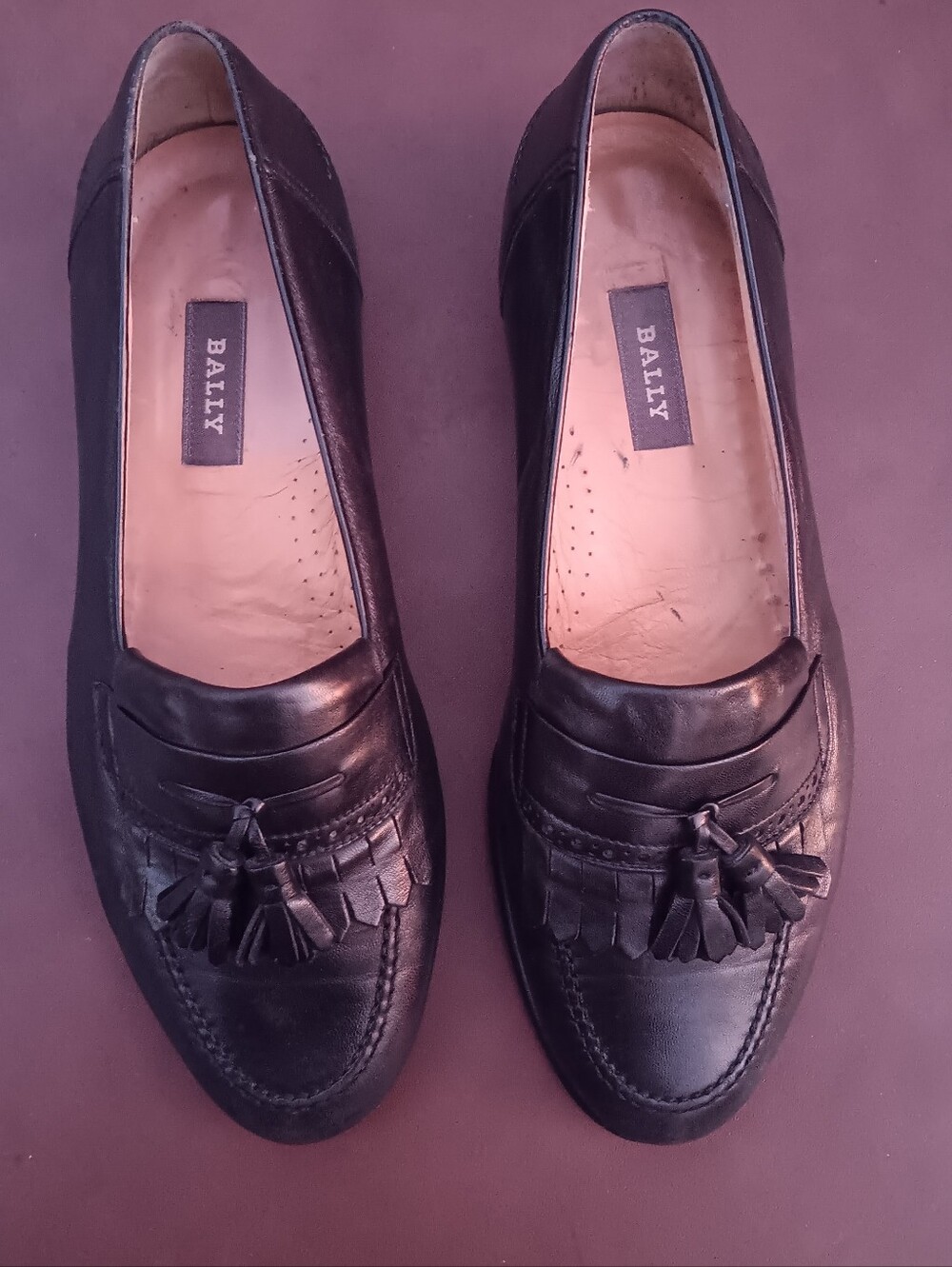 Bally Black Leather Kiltie Tassel Vigo Loafers Mens 10 D